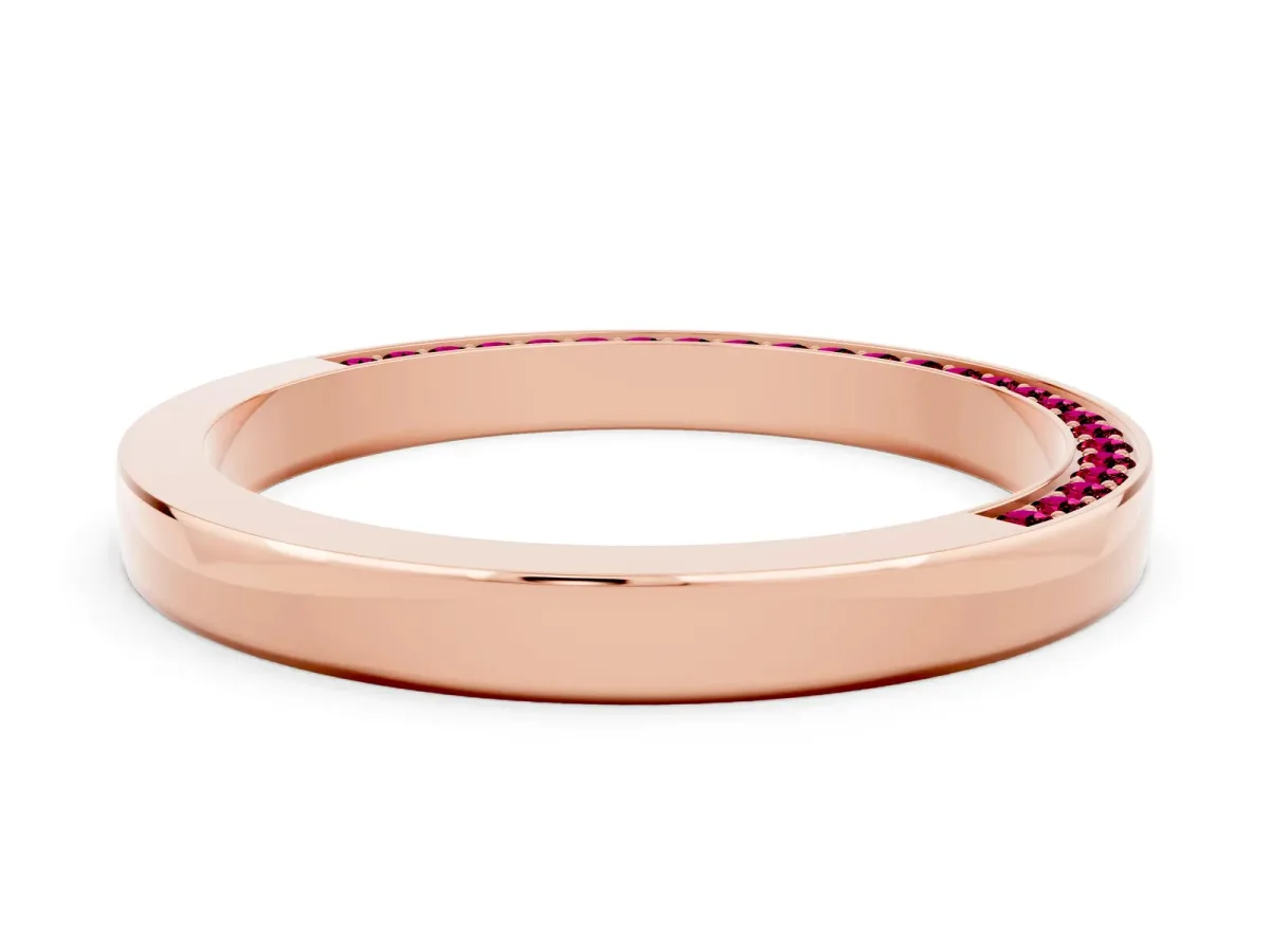 Pavé Round Garnet Channel Set Band Rose gold