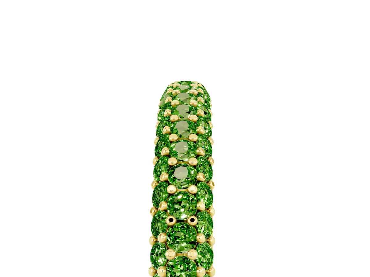Round Peridot Pavé Eternity Band with Shared Prong Setting Yellow gold