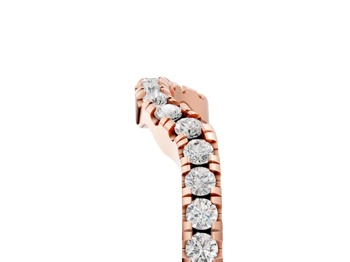 Round Diamond Pavé-Set Contoured Wedding Band Rose gold