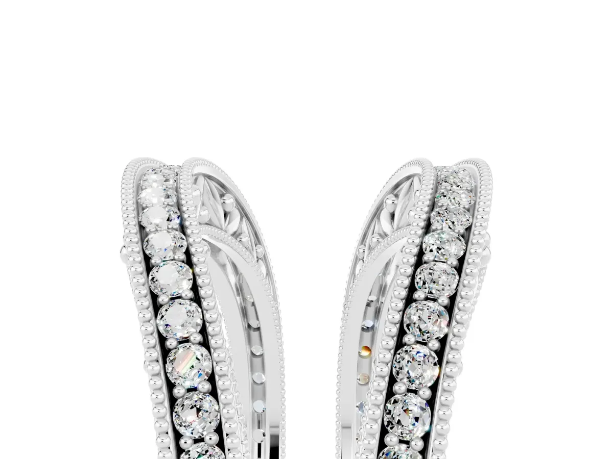 Round Moissanite Milgrain Eternity Band with Channel Setting Platinum