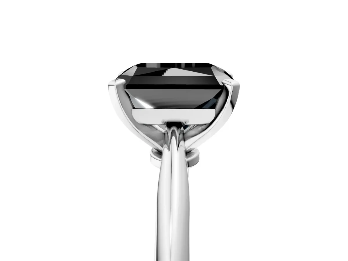 Fancy Black Radiant Cut Diamond Solitaire Engagement Ring with Classic Band and Four-Prong Setting Platinum