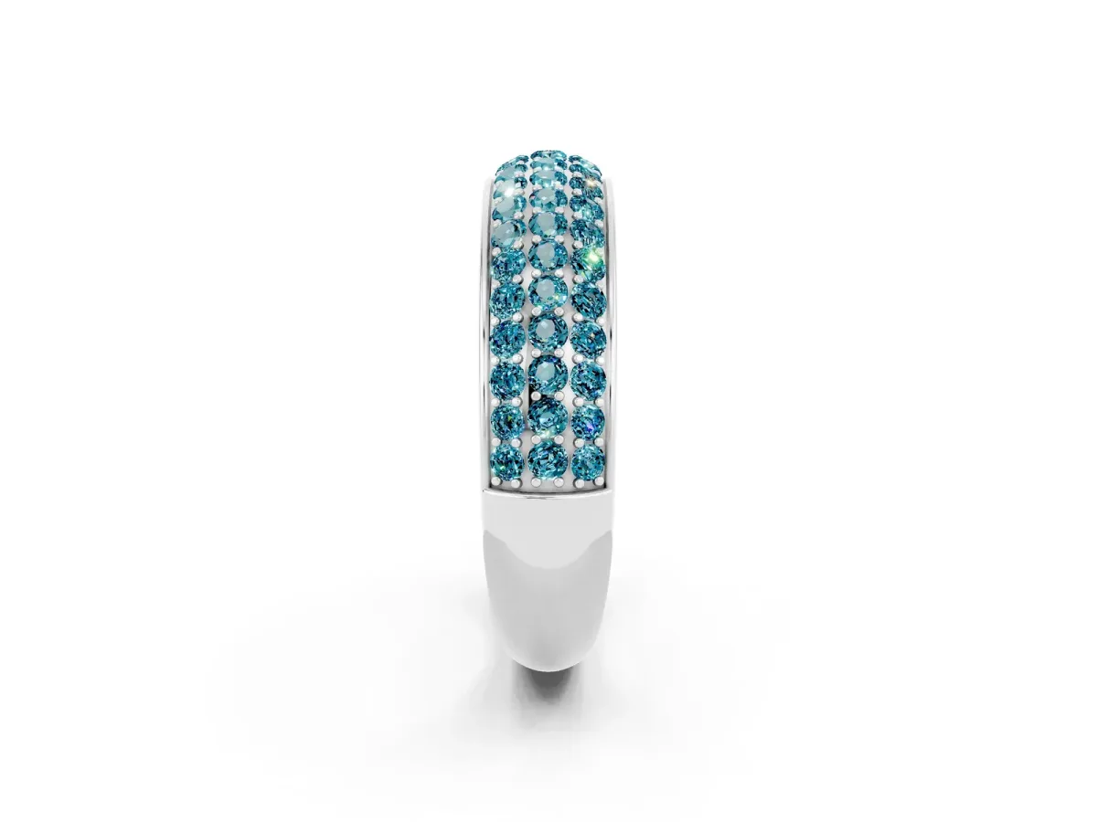 Three-Row Round Blue Topaz Eternity Band with Shared Prong Setting Silver