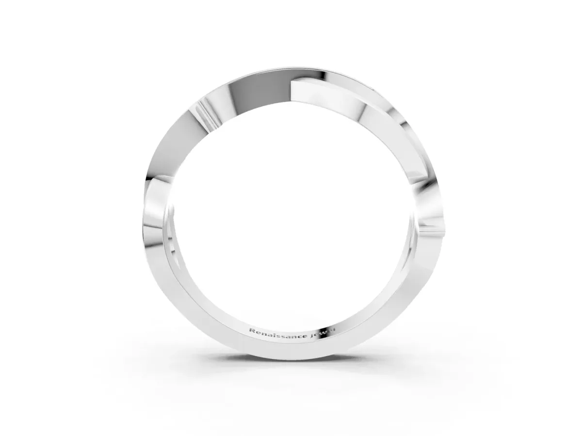 Pavé Round Diamond Twist Band with Channel Setting Platinum