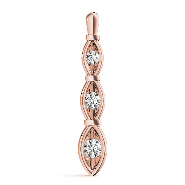 Marquise Diamond Bar Pendant with Bezel Setting Rose gold