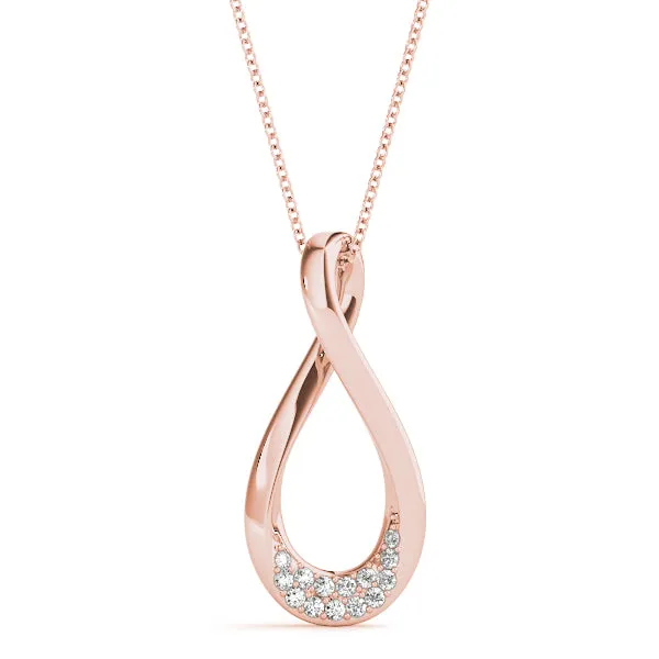 Pavé Round Diamond Teardrop Pendant Rose gold