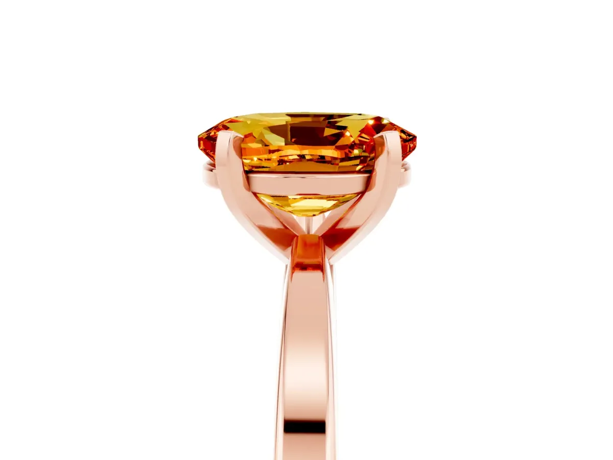 Oval Cut Citrine Solitaire Engagement Ring with Classic Band and Four-Prong Setting Rose gold