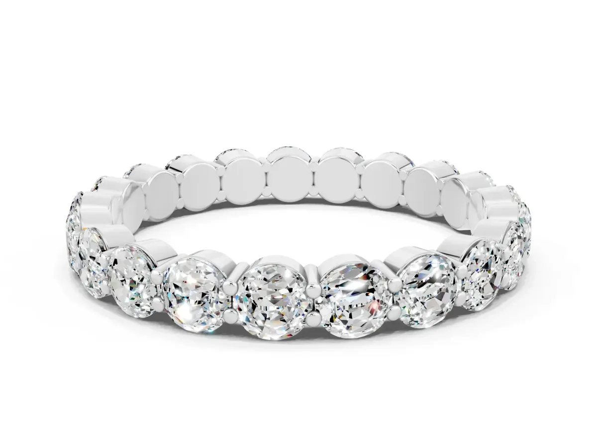Round Moissanite Eternity Band with U-Prong Setting Silver