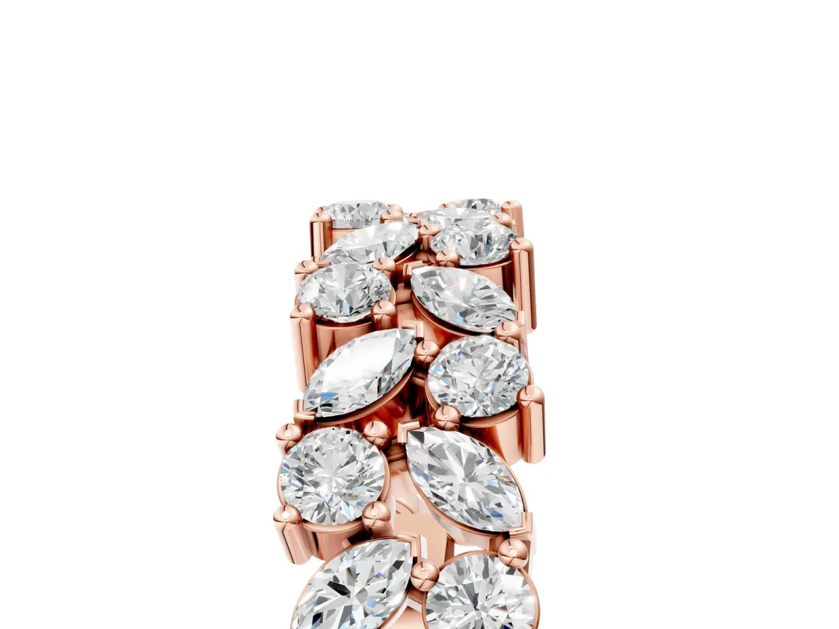 Pave Marquise and Round Diamond Eternity Band with Prong Setting Rose gold