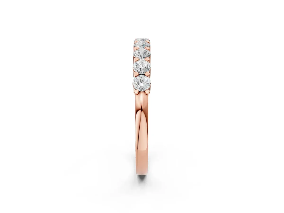 Round Diamond Prong Set Half-Eternity Band Rose gold