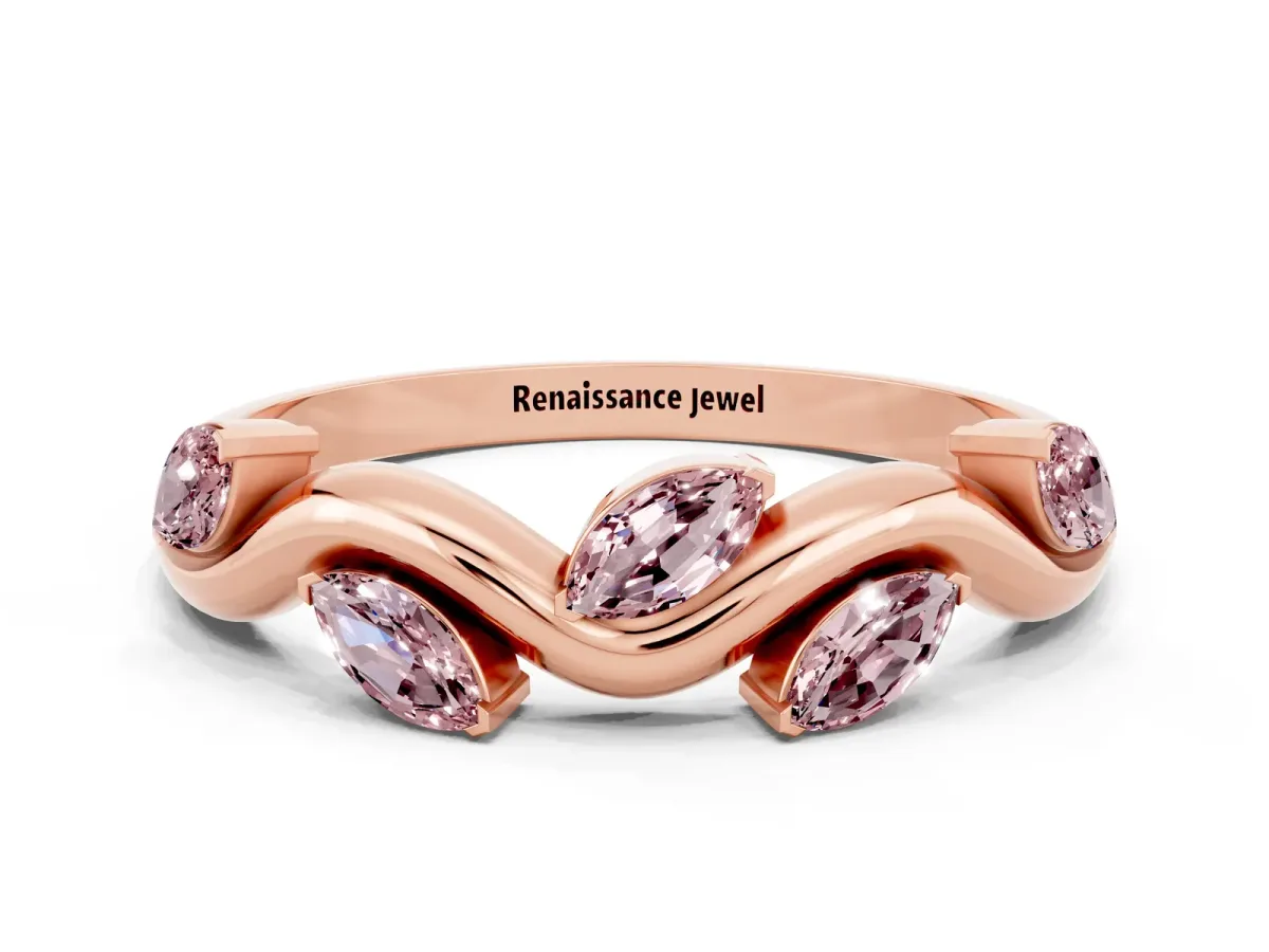 Marquise Morganite Twisted Band with Prong Setting Rose gold