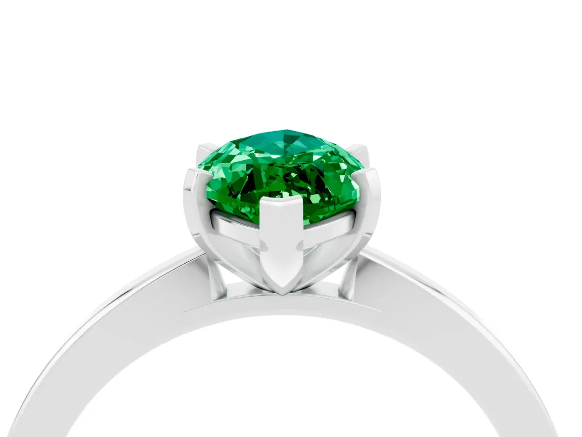 Marquise Cut Emerald Solitaire Engagement Ring with Classic Band and Four-Prong Setting Platinum