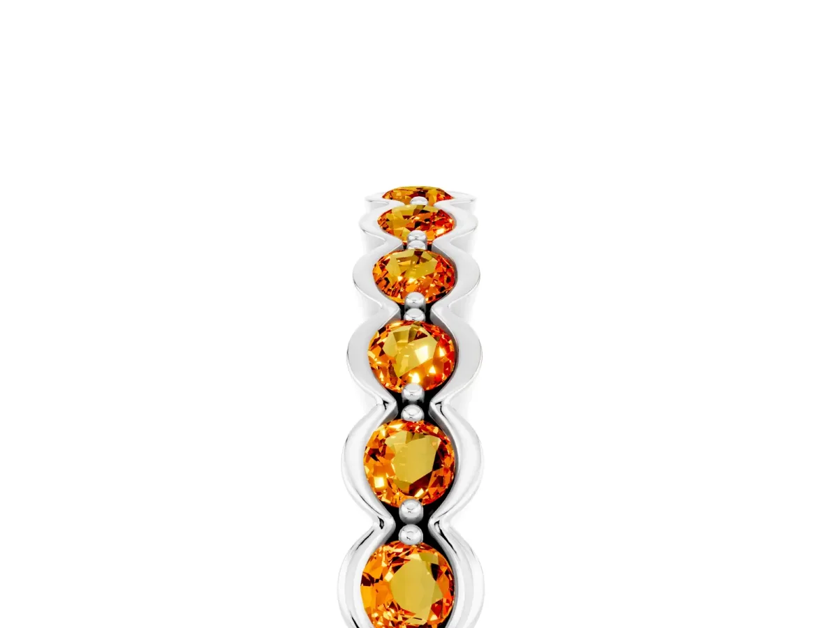 Round Citrine Bezel Set Eternity Band Platinum
