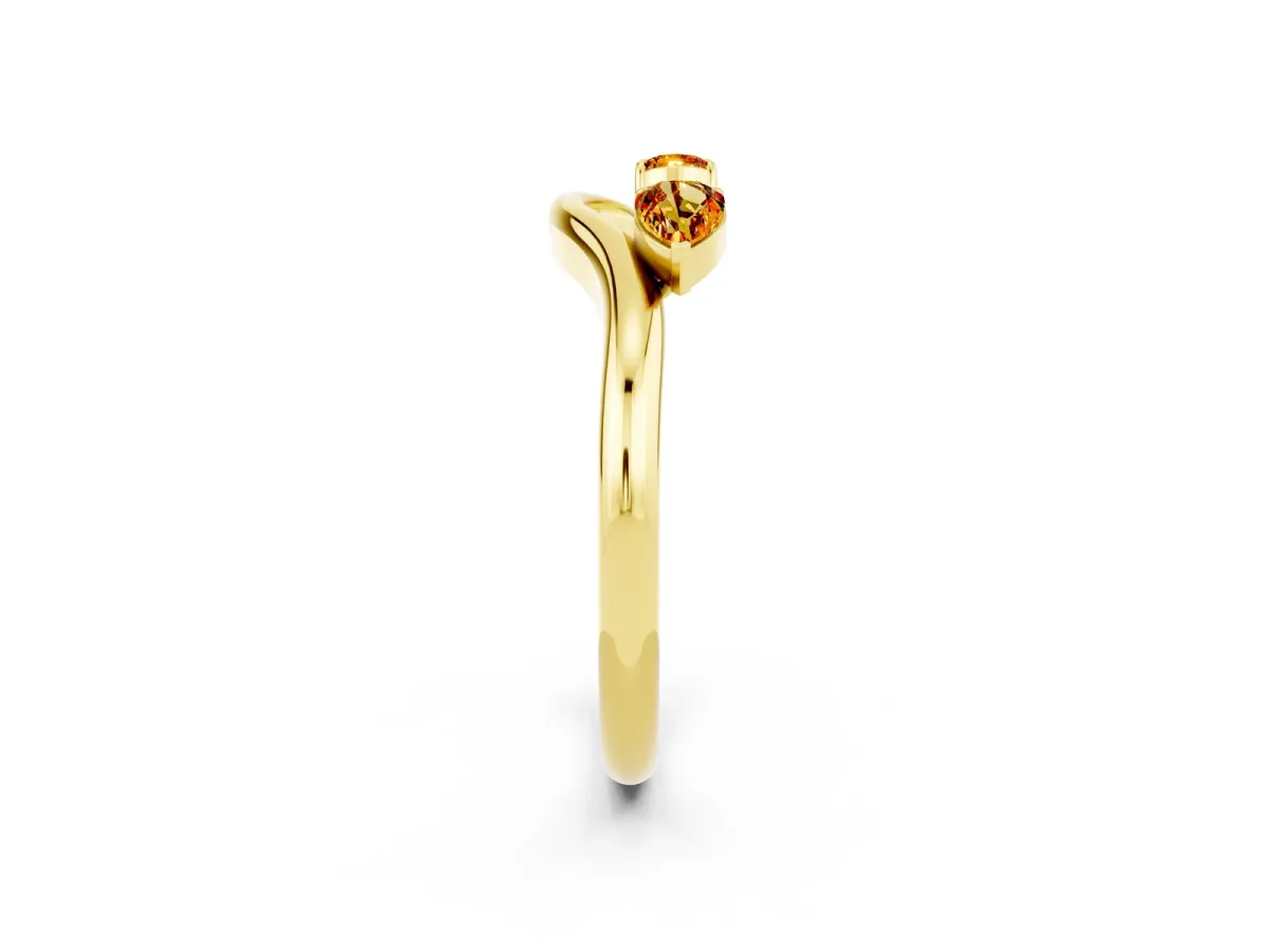 Pear Cut Citrine Two-Stone Open Band Ring with Prong Setting Yellow gold