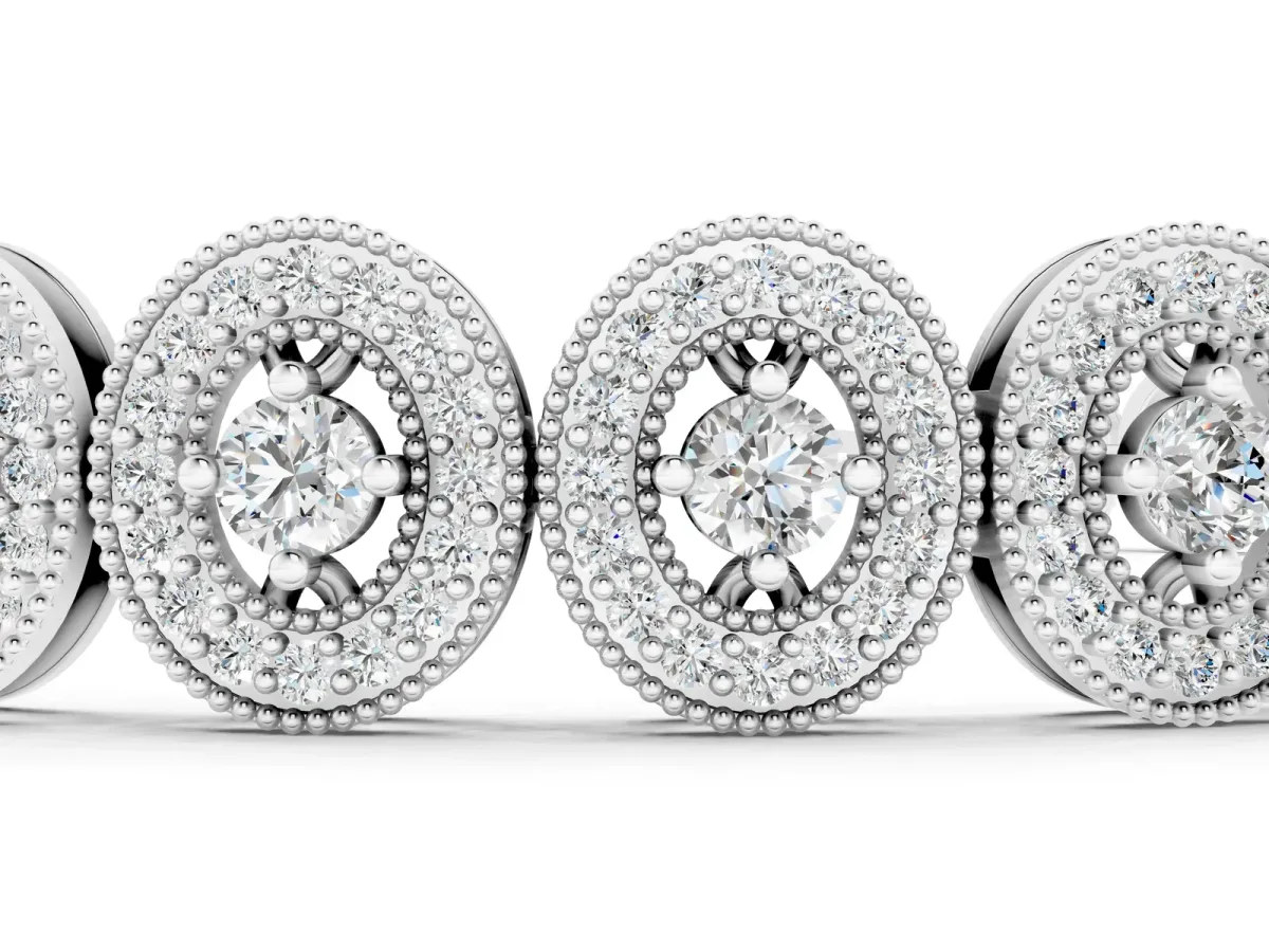 Oval Halo Diamond Tennis Bracelet with Bezel Setting White gold