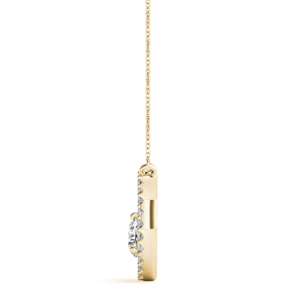 Round Brilliant Halo Prong-Set Pendant Yellow gold