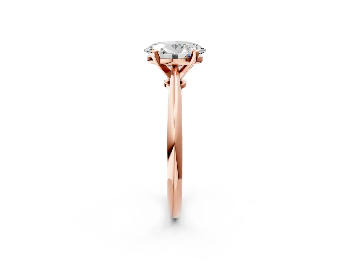 Oval Cut Diamond Solitaire Engagement Ring with Classic Band and Four-Prong Setting Rose gold