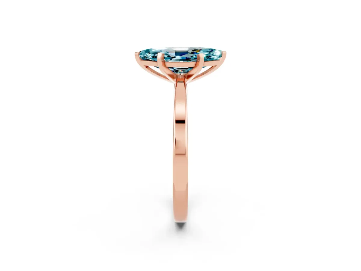 Marquise Cut Blue Topaz Solitaire Engagement Ring with Classic Band and Four-Prong Setting Rose gold