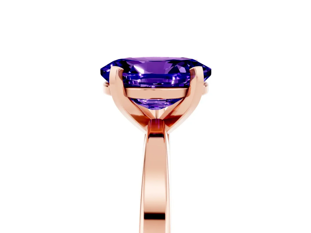 Oval Cut Tanzanite Solitaire Engagement Ring with Classic Band and Four-Prong Setting Rose gold