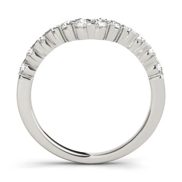 Round Diamond V-Shaped Prong Set Eternity Band Silver