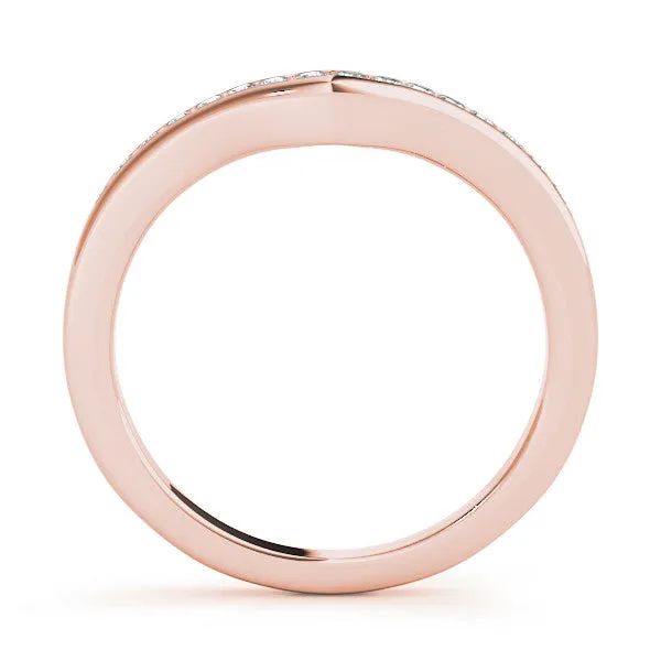 Pavé Round Diamond Curved Band with Channel Setting Rose gold