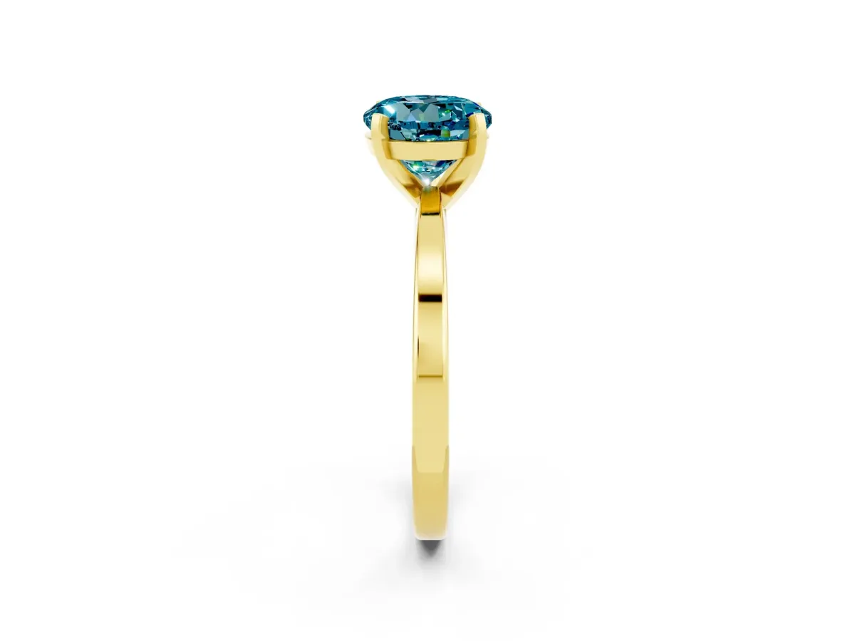 Round Cut Blue Topaz Solitaire Engagement Ring with Classic Band and Four-Prong Setting Yellow gold