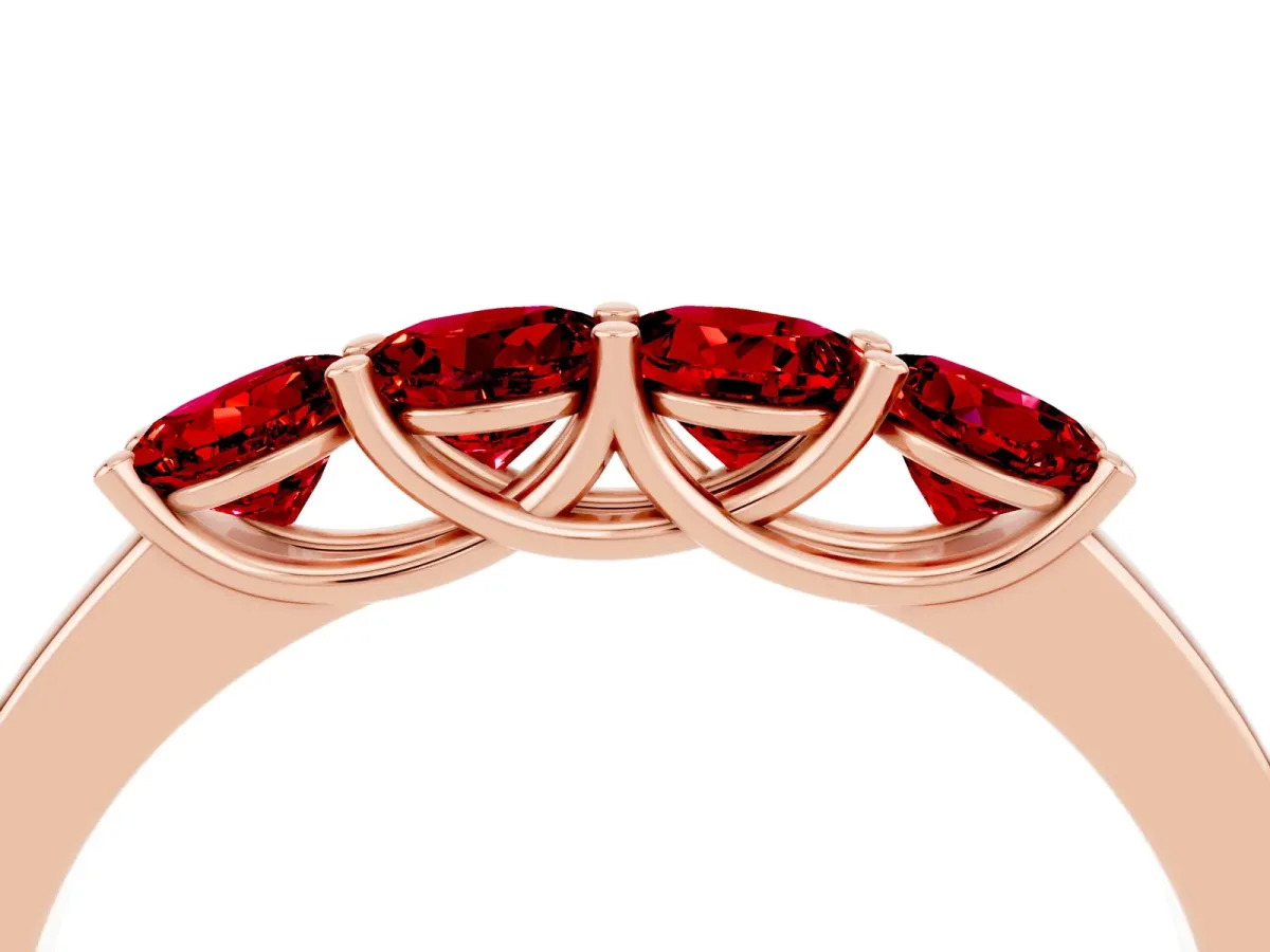 Four-Stone Round Ruby Prong-Set Band Rose gold