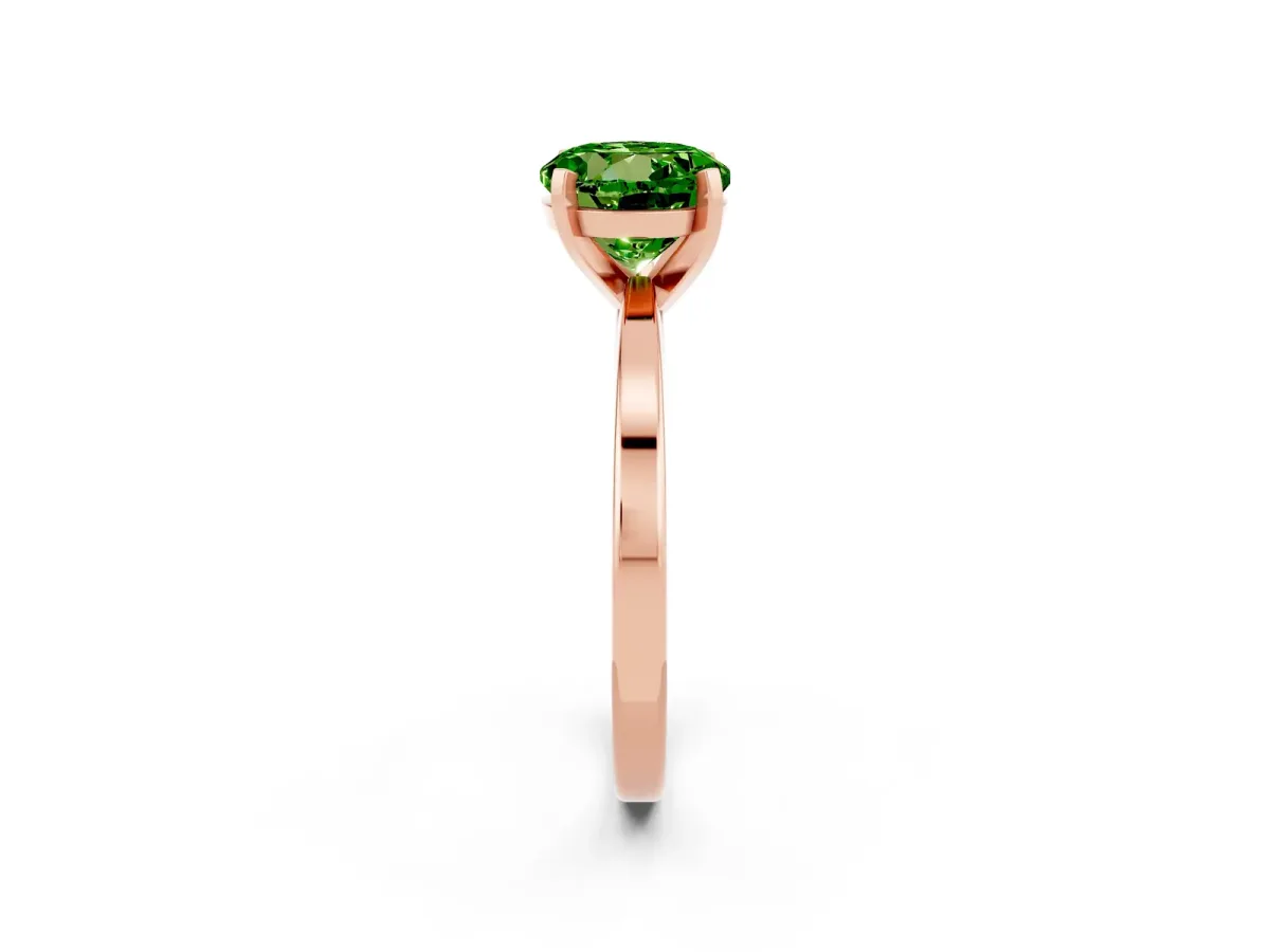 Round Cut Peridot Solitaire Engagement Ring with Classic Band and Four-Prong Setting Rose gold