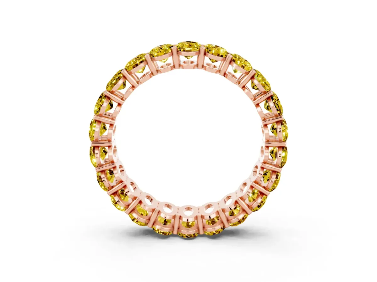 Oval Cut Yellow Sapphire Eternity Band with Shared Prong Setting Rose gold