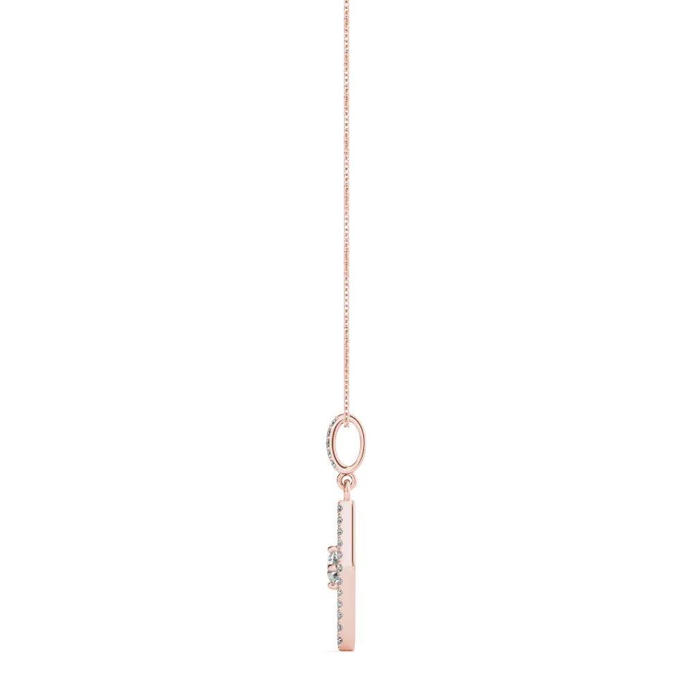 Round Cut Diamond Pavé Marquise Pendant Rose gold