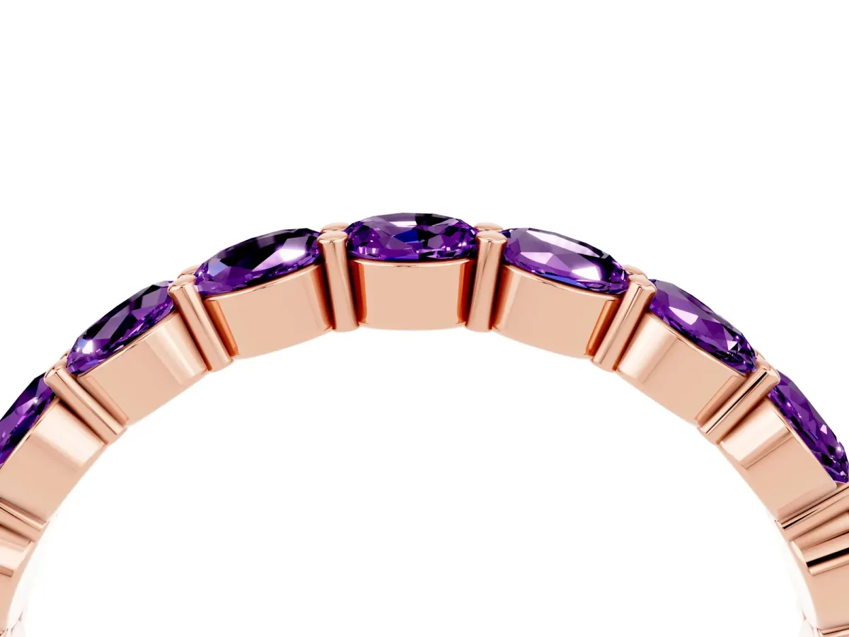 Round Amethyst Eternity Band with U-Prong Setting Rose gold