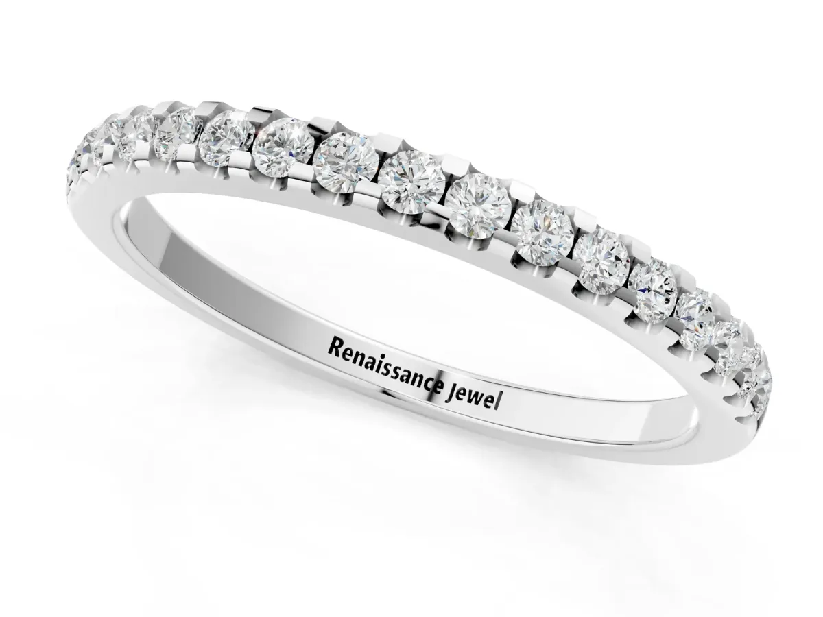 Round Diamond Half Eternity Prong Set Band White gold