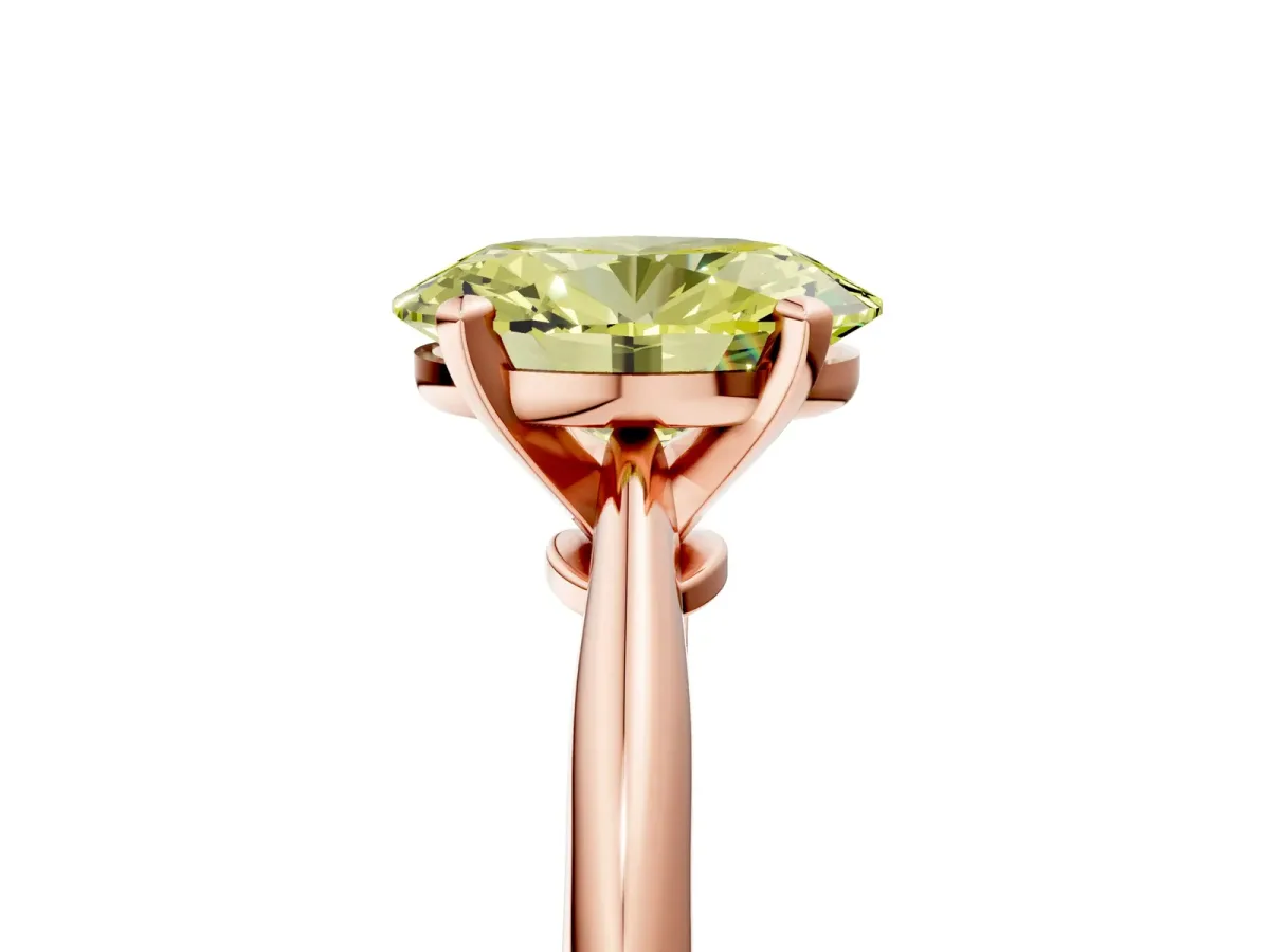 Fancy Yellow Oval Cut Diamond Solitaire Engagement Ring with Classic Band and Four-Prong Setting Rose gold