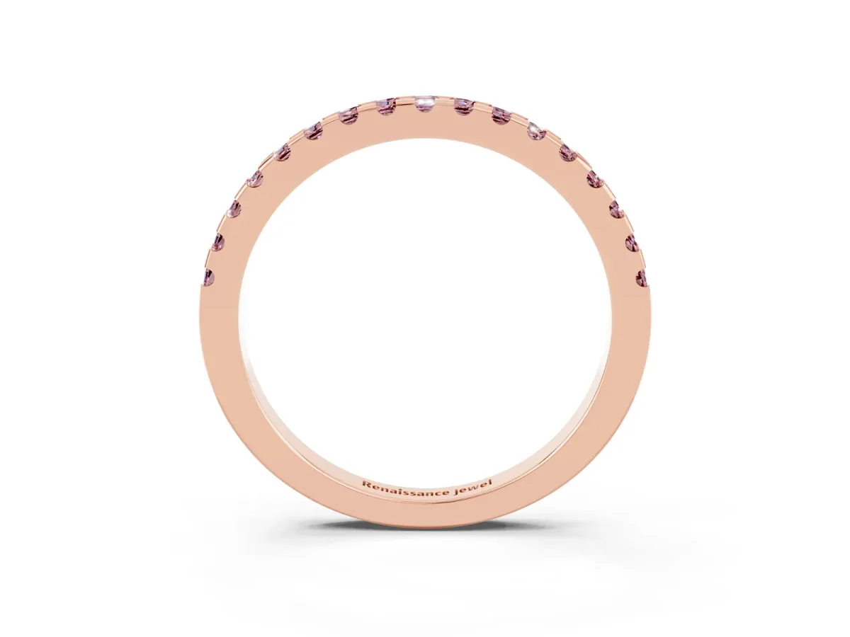 Round Morganite Pavé Set Eternity Band with Micro Prong Setting Rose gold
