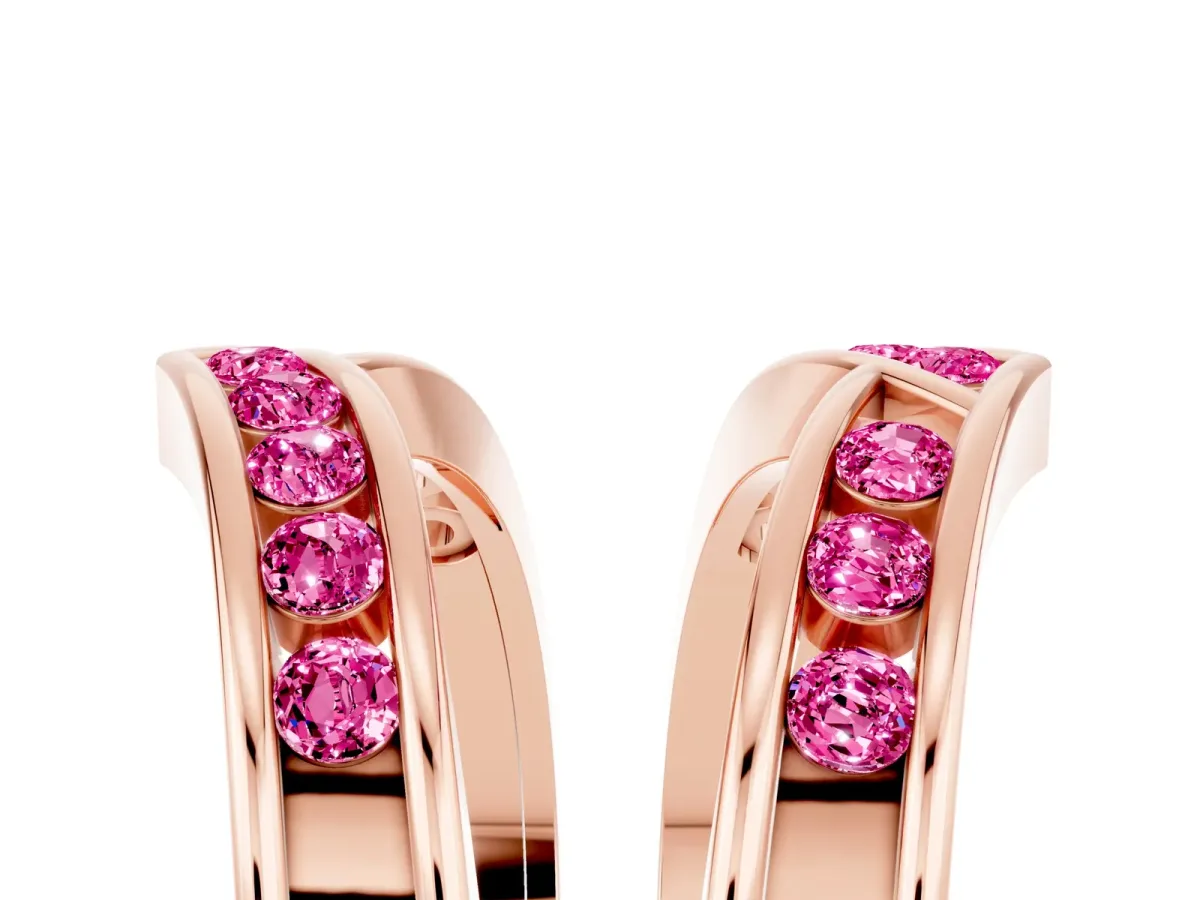 Round Pink Sapphire Channel-Set Chevron Band Rose gold