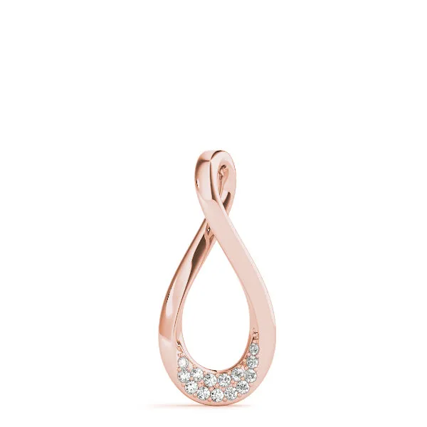 Pavé Round Diamond Teardrop Pendant Rose gold