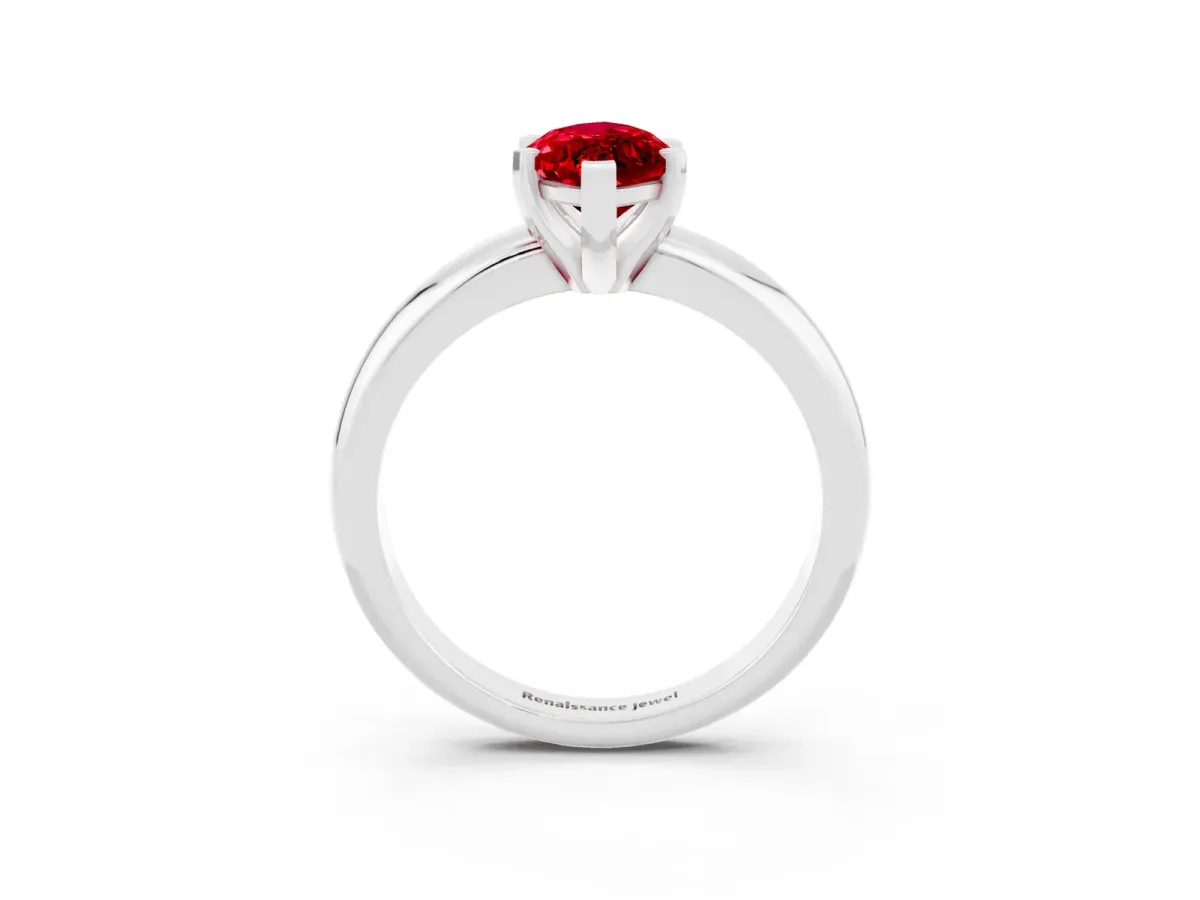 Marquise Cut Ruby Solitaire Engagement Ring with Round Band and Four-Prong Setting Silver