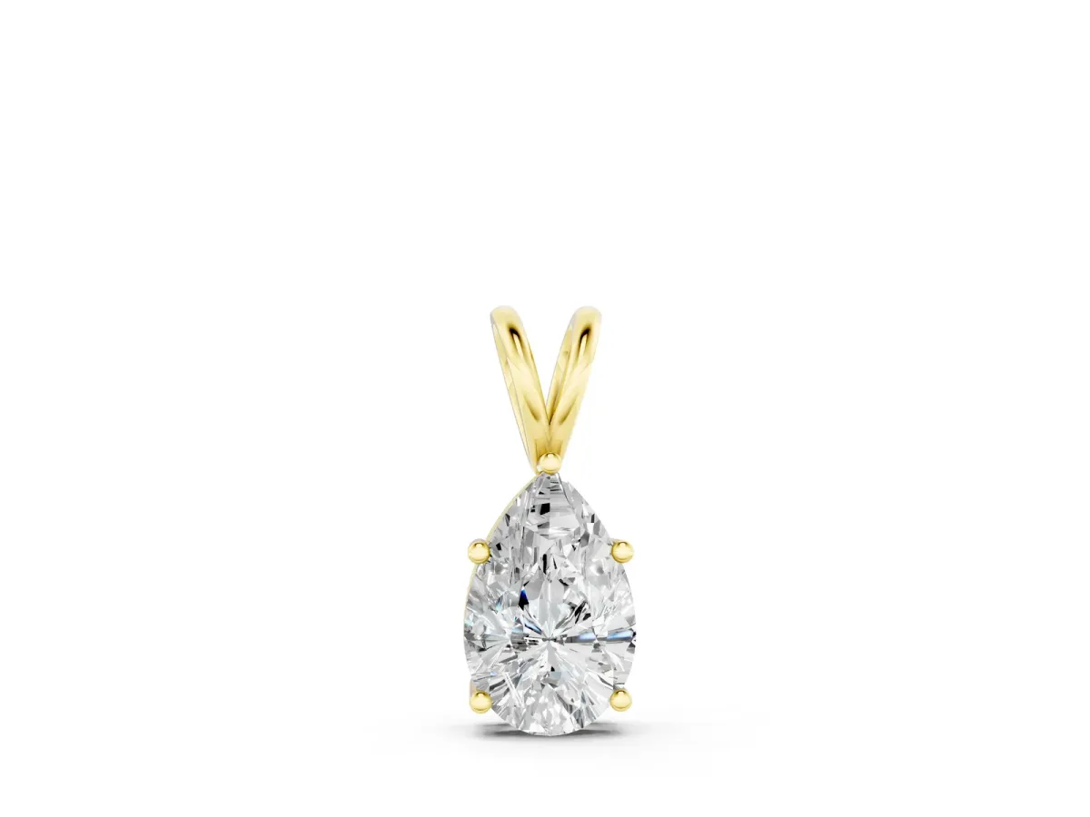 Pear Cut Solitaire Pendant with Three-Prong Setting Yellow gold