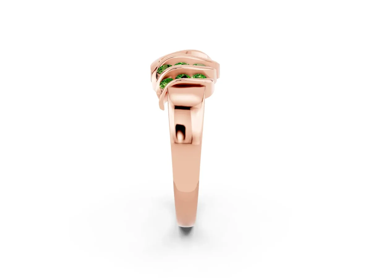 Round Peridot Multi-Row Crossover Band Rose gold
