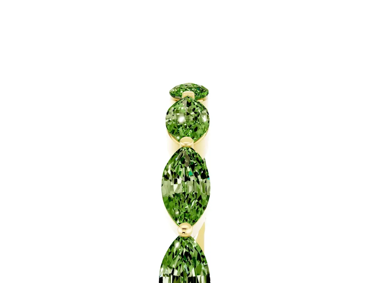Marquise Peridot Half Eternity Band with Prong Setting Yellow gold