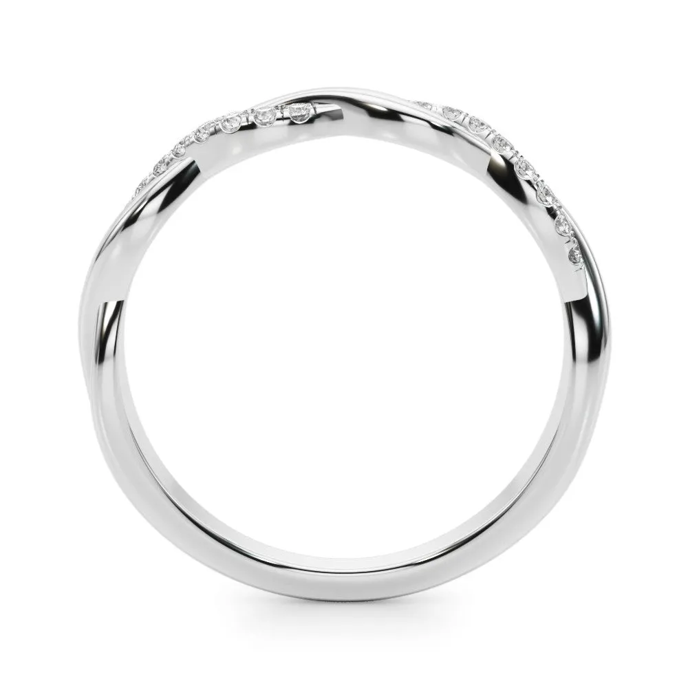 Twisted Pave Round Diamond Infinity Band with Channel Setting White gold