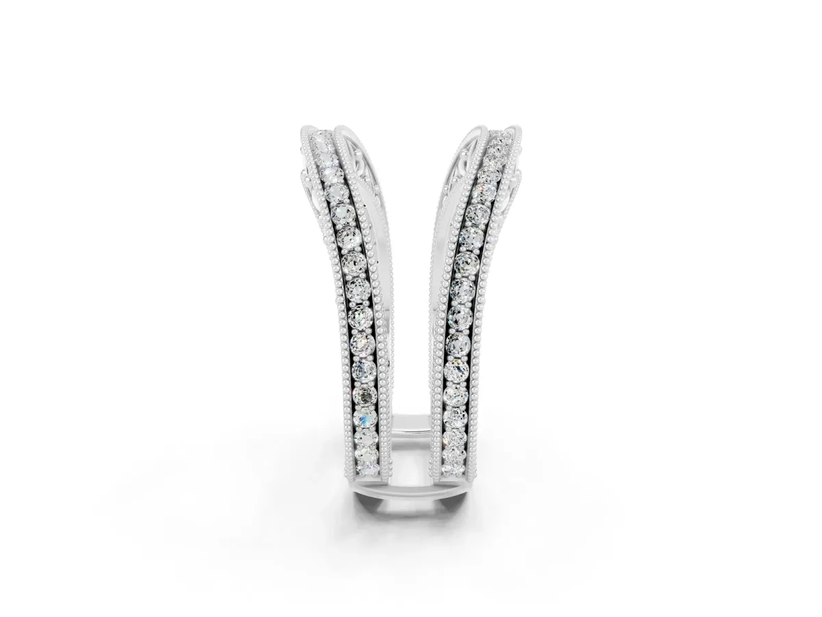 Round Moissanite Milgrain Eternity Band with Channel Setting Platinum