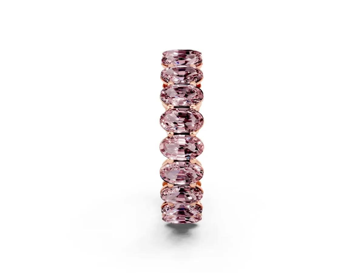 Oval Cut Morganite Eternity Band with Shared Prong Setting Rose gold
