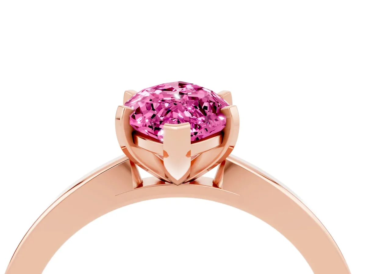 Marquise Cut Pink Sapphire Solitaire Engagement Ring with Classic Band and Four-Prong Setting Rose gold
