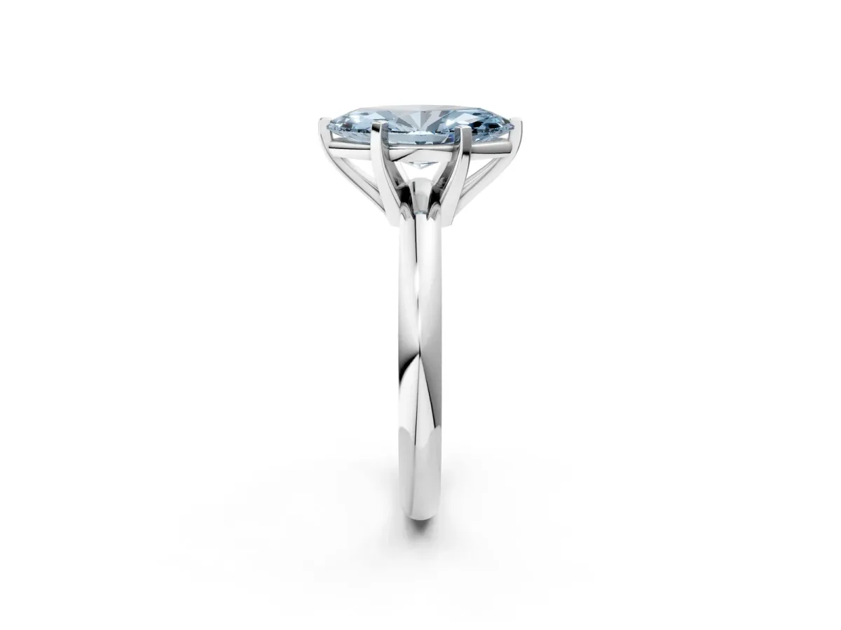 Fancy Blue Marquise Cut Diamond Solitaire Engagement Ring with Round Band and Four-Prong Setting Platinum
