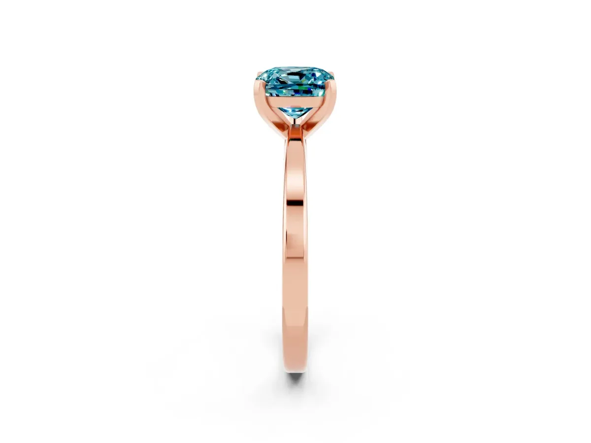 Cushion Cut Blue Topaz Solitaire Engagement Ring with Classic Band and Four-Prong Setting Rose gold