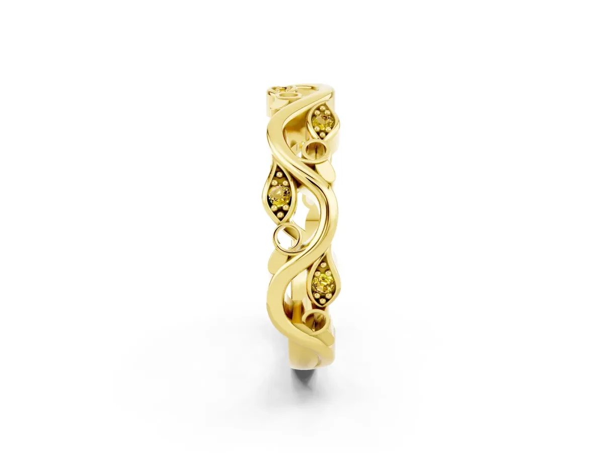Marquise Yellow Sapphire Vine Eternity Band with Bezel Setting Yellow gold