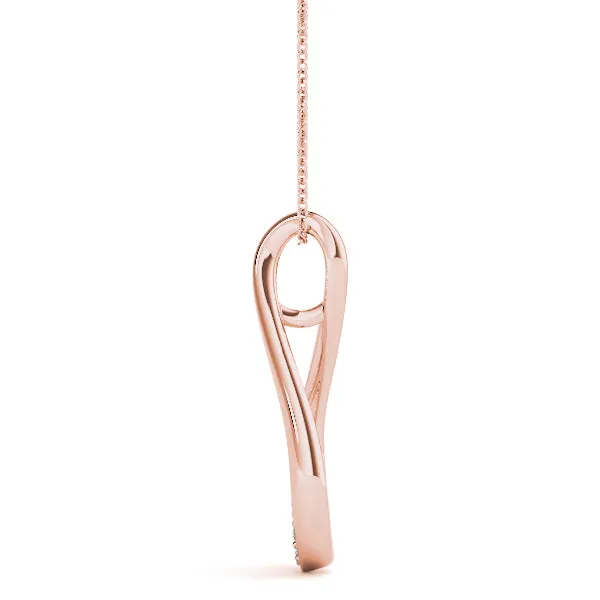 Pavé Round Diamond Teardrop Pendant Rose gold