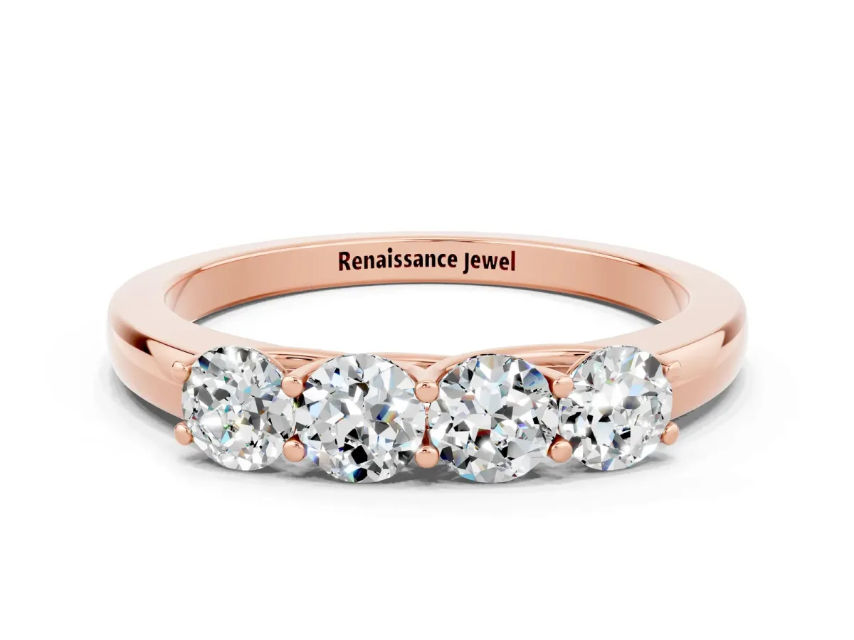 Four-Stone Round Moissanite Prong-Set Band Rose gold