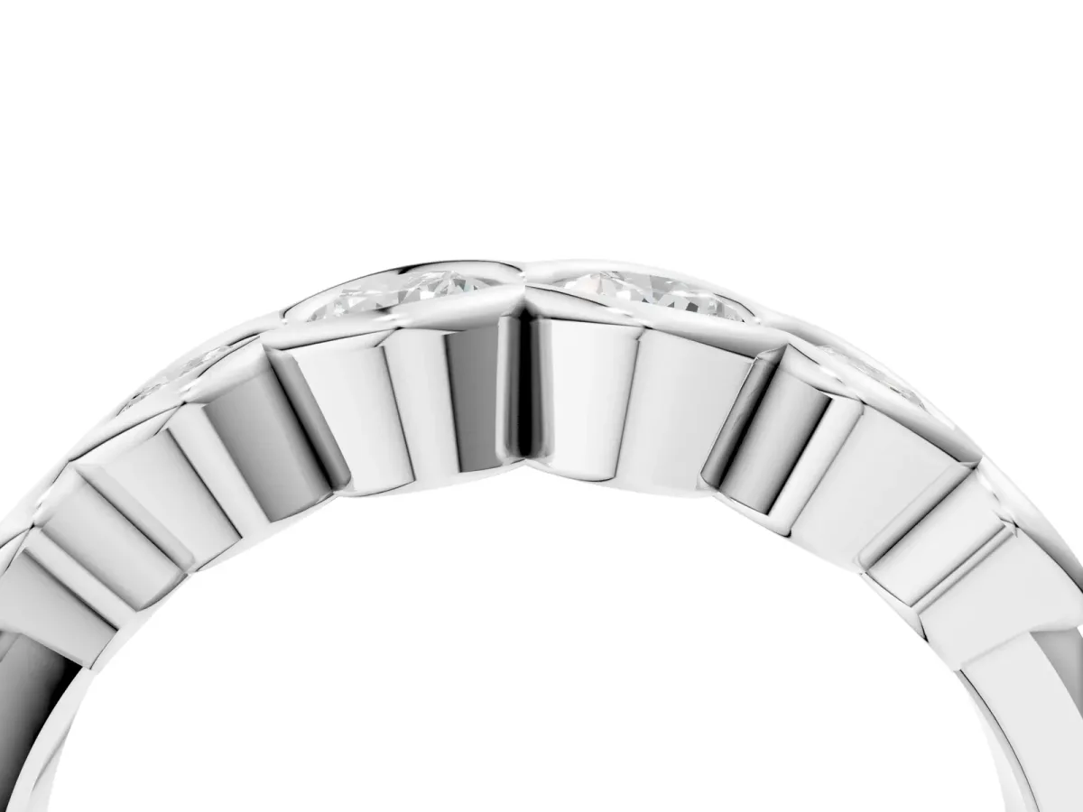 Round Diamond Scalloped Bezel Set Eternity Band Platinum