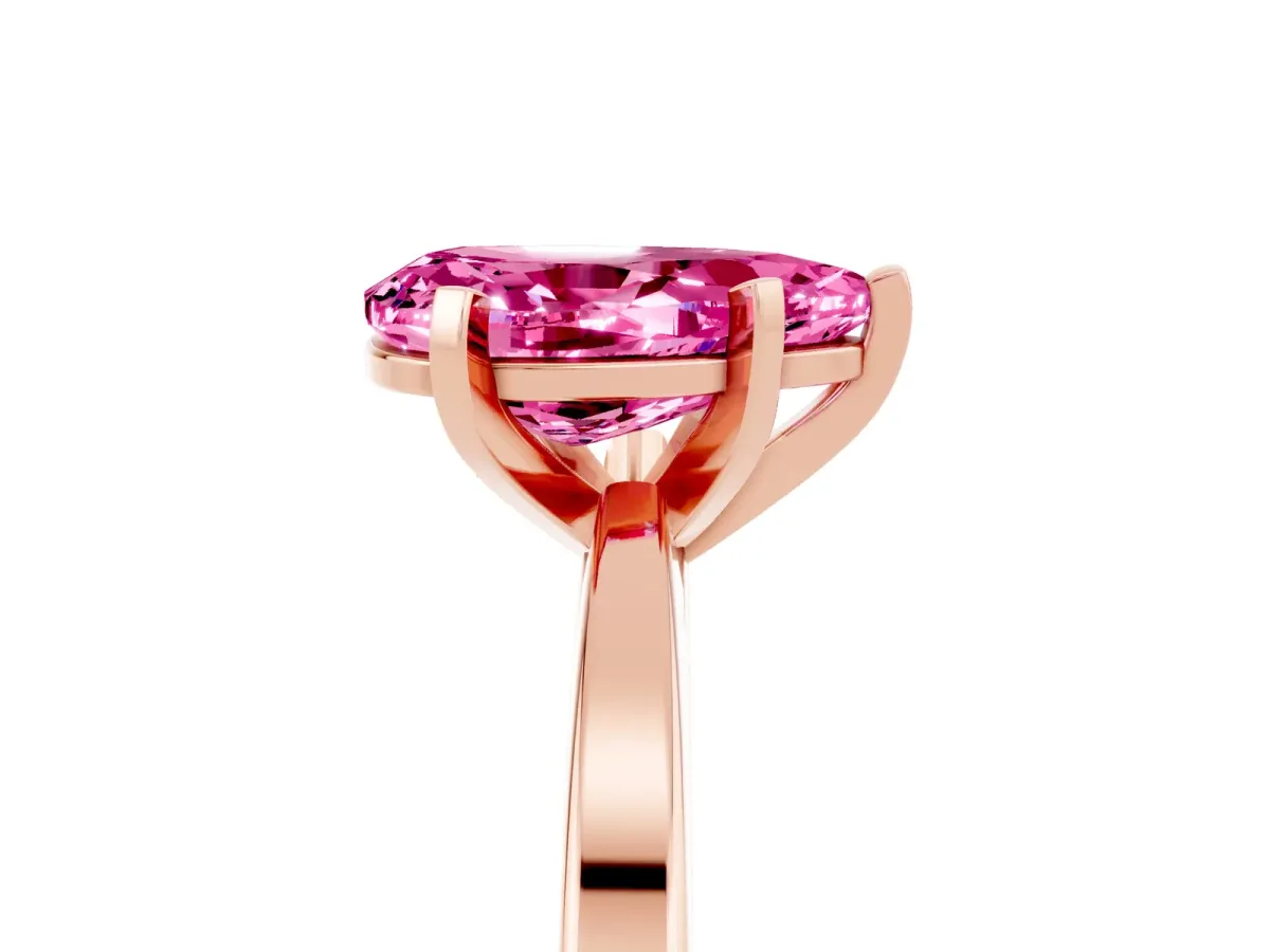 Pear Cut Pink Sapphire Solitaire Engagement Ring with Classic Band and Four-Prong Setting Rose gold